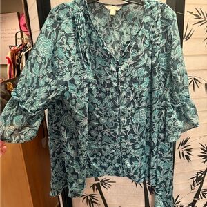 Floral Blue Women's Top size xl lauren conrad